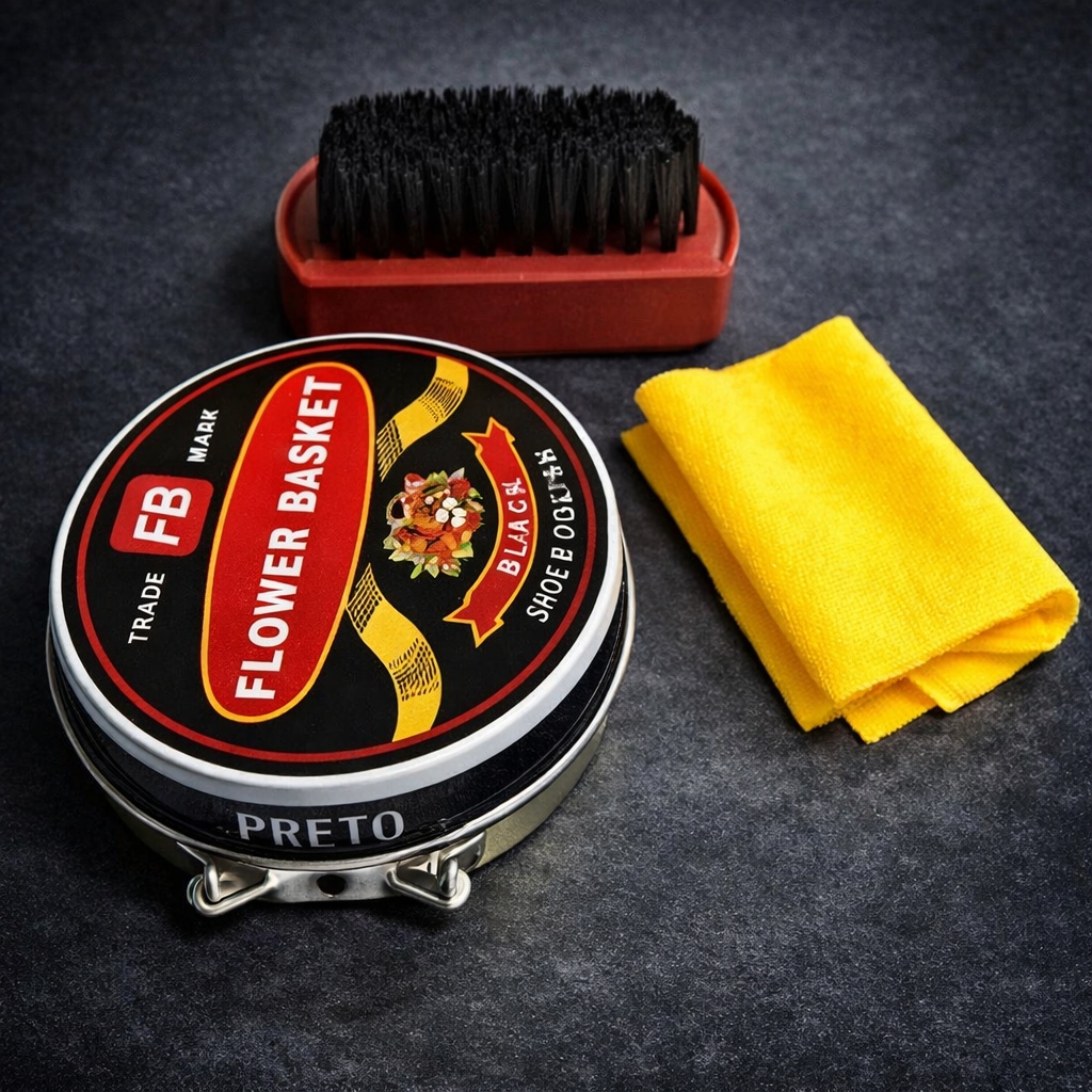 Viaszos Fekete Cipőkrém Készlet - Bőrcipők Ápolása Fényes Ecsettel